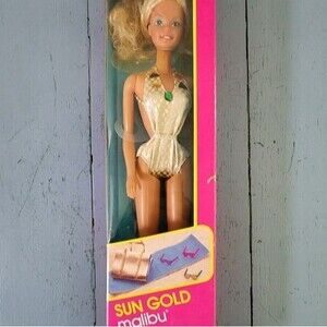 Mattel Vintage In Box Sun Gold Malibu Barbie Doll 1983